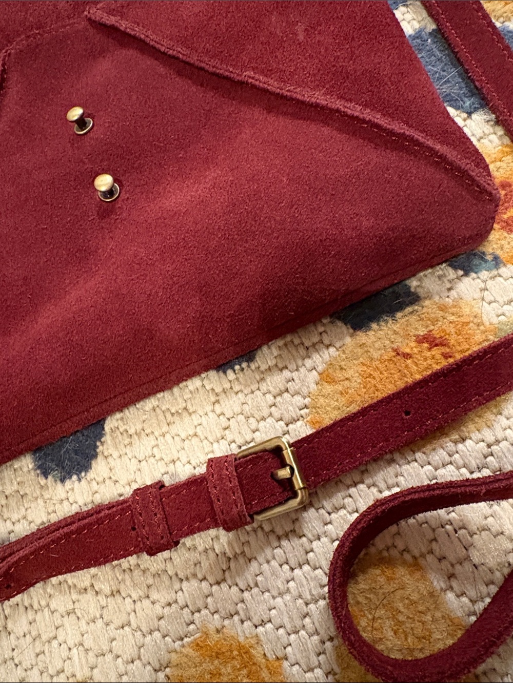 Moda Luxe Burgundy Suede Envelope Crossbody - Picture 2 of 8